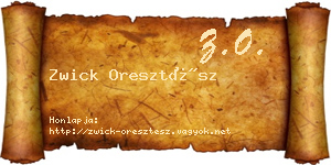 Zwick Oresztész névjegykártya